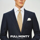 
FULL MONTY suit jacket men's wool navy blue checked suit groom wedding business slim formal suit Navy blue 3289 46