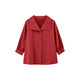 MUJIIDEE Women's Plain Three Quarter Sleeve Shirt Women's Shirt Jacket Spring and Autumn GAD05C4S Dark Red M (155/80A)