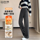 Free-style wide-leg pants for women in autumn and winter plus velvet new high-waist slim loose drape banana straight narrow version wool casual pants