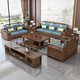 Zihua Massives Holzsofa Wohnzimmer Neues chinesisches Stil Schwarz Gold Holz Aufbewahrung Imperial Concubine Stoff Kombination Leicht Luxus kleine Wohnung Möbel