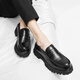 
Chuangjingyi chooses trendy men's casual loafer shoes Korean version one-legged dancer 2024 summer heighten thick sole shiny leather shoes lazy beans 3518 black 43