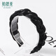 Bosiya small fragrant style braided beaded headband, stylish and high-ceiling headband that does not pick up the face, high-end headwear for going out, black small fragrant style headband