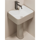 Hongpai Badezimmer Kleine Wohnung integriertes bodengesteuertes Keramiksäulensäulenbecken mit schmalem Waschbecken Balkon Basin-Creme-Waschbecken 4837 Graues Säulenbecken + Objektiv erschwingliche Abdeckung