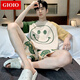 GIOIO男士睡衣夏季薄款棉质短袖短裤套装夏天青年休闲大码可外穿家居服 6621 2XL