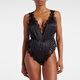 Dolce&Gabbana Women's Lace Trimmed Silk Blend Satin Bodysuit P00966396 Black M M