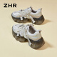 ZHR dad shoes for women retro thick sole heightened casual shoes for women light trendy comfortable women's shoes G677 gray 36