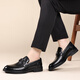 
CARTELO men's loafers business casual leather shoes plaid breathable one-foot formal leather shoes men 9902 black 42