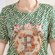 Fuxi mittlere Mutter Mode Top Zwei-teiliger Sommer Neue Kurzärmer T-Shirt Sportswear Mode Mutter Sommeranzug 1391-Gly860 Green XL Empfohlen 105jin [Jin ist 0,5 kg]