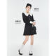 Fantu College Style Suit Lace Collar Dress 2024 Autumn New Slim Design Black Pleated Skirt Women Black S