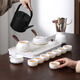 Shangyanfang mutton-fat jade porcelain Kung Fu tea set complete set of high-end home and office ceramic tea tray tea making tools and supplies 3 8-cup drinking version ink set