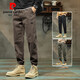 Pierre cardin autumn casual pants for men 2025 new style trendy tying loose thickened sports work pants for men spring and autumn style plus velvet 689 camel + 689 black XL 130-150Jin [Jin equals 0.5 kg]