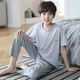 Emberlove Kinderpyjamas Jungen Sommer neue pure Baumwollkinderkinder-Kurzarm-Langhosen Jungen Jungen runden Hals Home Kleidung N9903 [kurz und lang] 150 s Größe 65-80jin [Jin gleich 0,5 kg]