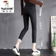 
Woodpecker plus fleece thickened jeans for women in winter high waist 2025 slim and tall slim and slim tropical velvet nine-point small feet trousers 719 black grape grey velvet-nine-nine-nine-28