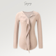 SIQIYOUNG Artist Series-Wool blended cardigan, asymmetrical design, slim, luxurious and slim, milk tea color S