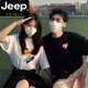 Jeep spirit couple tenue de vêtements d'été couple 2025 Nouvelle créneau de niche marque t-shirt à manches courtes d'été 7374-hommes noir et femelle blanc l = hommes l + femmes l
