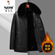 Woodpecker (TUCANO) plus fat and larger leather leather jacket for middle-aged and elderly men plus velvet thickened lapel imitation sheepskin jacket warm coat 8005 brown (hair collar removal) L 175 (100-120Jin [Jin equals 0.5 kg])