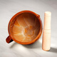 Meikejie Hunan Restaurant old-fashioned hammering bowl with mallet home medium-sized garlic pounder ceramic garlic pounding pepper preserved egg thunder grinding 15.5cm large hammering bowl with beech wood pounding stick