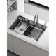 Hansgrohe thick 304 stainless steel waterfall sink large single-slot Raindance home kitchen handmade vegetable basin sink top Z16 75*46CM high-end multi-function digital water display