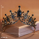 Shijun (SHIJUN) Baroque European and American Black Retro Crown Wedding Bride Headdress Gown Necklace Three-piece Set Wedding Jewelry Gift Black Crown Three-piece Set (Earing Style)