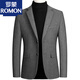 ROMON Wool Suit Men's Spring and Autumn New Woolen Jacket Middle-aged Business Casual Slim Suit Top Black XL 135-150Jin Jin is equal to 0.5 kg