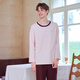 American Standard's new long-sleeved couple's soft cotton pajamas set for women in autumn and winter can be worn outside casual striped knitted cotton home clothes for men coral pink M