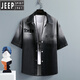 JEEP SPIRIT denim short-sleeved shirt men's casual loose gradient work jacket summer thin five-point half-sleeved versatile shirt T698 green L (about 110-130 Jin [Jin equals 0.5 kg] can be worn)