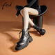 Alimentado botas de martin de cuero genuinas para mujeres en invierno nuevas botas para mujeres Tacas gruesas botas de motocicleta negra para mujeres D1105-YA930 Negro 36