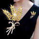 Core luxury golden wheat ear brooch, high-end women's design, 2025 new suit jacket accessories, trendy barley corsage brooch, autumn harvest wheat ear brooch