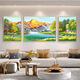 Volver a la sala de estar Jinshan pintura colgante pintura paisajismo sofá fondo decoración de la pared pintura enorme feng shui west pared triptainting 12596 [marco de aleación de aluminio dorado] medio 110*90 lado 70*90 [diamantes de porcelana cristalina tridimensional diamantes incrustados