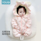 Youqi infant clothes, winter warm jumpsuits, plus velvet fart clothes, baby autumn and winter outing clothes, thickened baby cotton clothes