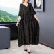 Invisible Urban Heavy Silk Dress Long 2024 Summer Temperament Hangzhou Mulberry Silk Women's Black 3XL