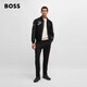 BOSS Porsche co-branded BOSS men's 2024 autumn leather sleeve design wool blend jacket 001-black 46