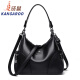 Canguro (canguro) Bolso de mujer de cuero genuino bolso de hombro en bolso de cuerpo cruzado Bolso de hombro Gran capacidad 2025 nuevo bolso madre bolsa versátil de cuero suave negro [bolso de bolso de bolsas de regalo]