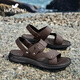 Fugui Vogel mittleren Ledersandalen im mittleren Alter der Herren lässige Outdoor-Dual-Gebrauch-Hausschuhe echte Lederweiche Sohle Beachschuhe Daddy Schuhe Outdoor Wating Schuhe braun (13117) 38