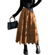 A-line skirt for women 2025 new autumn and winter pleated long skirt, high-end, small, suede, versatile, black, one size