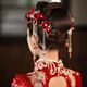 Jingli Jingda Xiuhe tiara female bride toasting attire Chinese ancient costume hair accessories red simple and elegant wedding high-end accessories red Xiuhe suit-ear clip style