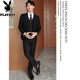 Playboy Suit Men's Korean Slim Top Jacket Groomsmen Wedding Business Professional Formal Small Suit Men Two-button Black Top + Shirt + Tie + Tailor-made Pants 2XL
