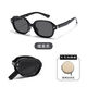 Portable folding polarized sunglasses on the beach, beach, woman's round face, oval, slim European and American sunglasses, Cangxue [Give a round storage bag]