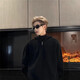 Xinjing color new European and American trendy square frame sunglasses, fashionable hip-hop men's and women's sunglasses, trendy street photography, trendy brand personality, black frame, black and gray film