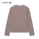 Lacoste French Crocodile Women's Clothing 24 Autumn New Round Neck Fashion Fashion Stripe Camiseta de manga larga TF9207 Iby /Crimson Red 34 /155