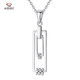 Aido diamond platinum pendant, feminine pt950 platinum paper clip pendant gift for girlfriend, weight 2.5-2.7 grams + delivery silver chain
