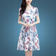 ICE Seidenkleid Sommer 2025 Neues Blumenrocktemperament 40-50 Jahre alte Frauen mittleren Alters mit kurzer Ärmeln gedrucktem Rock Ice Seide 9905 Rock M 100jin [Jin gleich 0,5 kg]