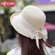 Coyojor Xiyao Home Sunscreen Hut Frauen 2025 neuer Sommerfischer Hut Sonnenschutz Dünne Bogenhut Falten Sie Sun Hut Khaki einstellbar (54-59 cm)