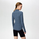 Partikelfiebersportjacke für Frauen mit schlanker Höhenelastizität, Schlankheit, Plüschgefühl, hautfreundlicher langärmeliger JK006 Gray-Blue Denim-SN-695-NEW M