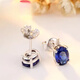 Fat Donglai's same style sapphire earrings for women, Japanese and Korean fashion colored gemstone earrings, tanzanite earrings accessories
