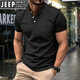JEEP SPIRIT2025 new American retro solid color short-sleeved T-shirt top European and American summer men's fashion Henry neck half-sleeved shirt gray XL
