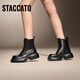Sigatus neuer Winter britischer Stil Martin Boots Butter Schuhe kurze Stiefel Dicke Sohle erhöhte Frauenstiefel Y3918DD4 TRUFFE Schwarz 35
