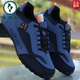 Woodpecker Herrenschuhe 2025 Herumn Casual Sports Schuhe Leder wasserdichte Reiseschuhe Weiche Sohle Nicht-Roll-Laufschuhe Daddys trendige Schuhe Grauschwarz H-882 (Single Shoes) 42