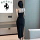 溥畔宴会晚礼服裙女平时可穿气质年会主播服装女夜晚总店性感吊带抹胸 黑色 513 S