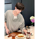 Gray fake two-piece long-sleeved Henley collar T-shirt for men, summer waffle sweatshirt, American sports inner layering shirt, light gray Henley shirt, cost-effective model M 105-120Jin Jin is equal to 0.5 kg